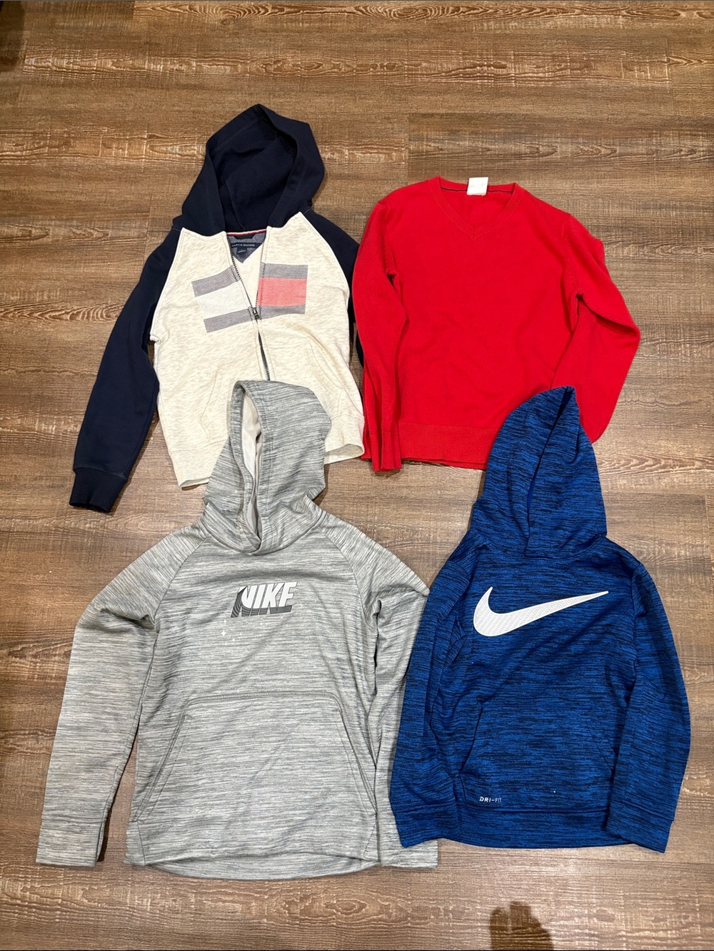 Tommy Hilfiger, Nike, & Gap pullovers and sweater. Ages 6-7